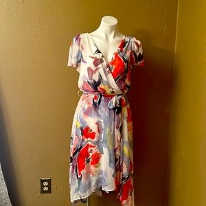 DKNY high low faux wrap floral dress